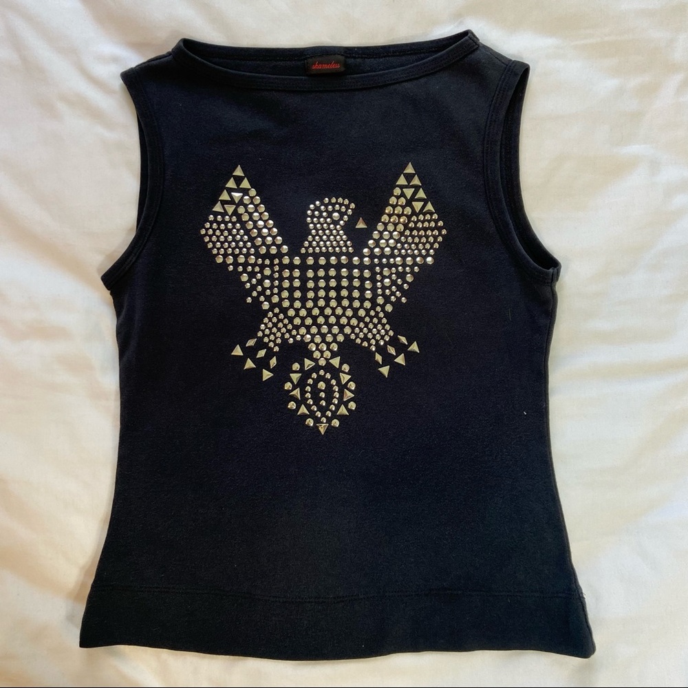 Shameless - Tank Top with Metal Eagle Decoration